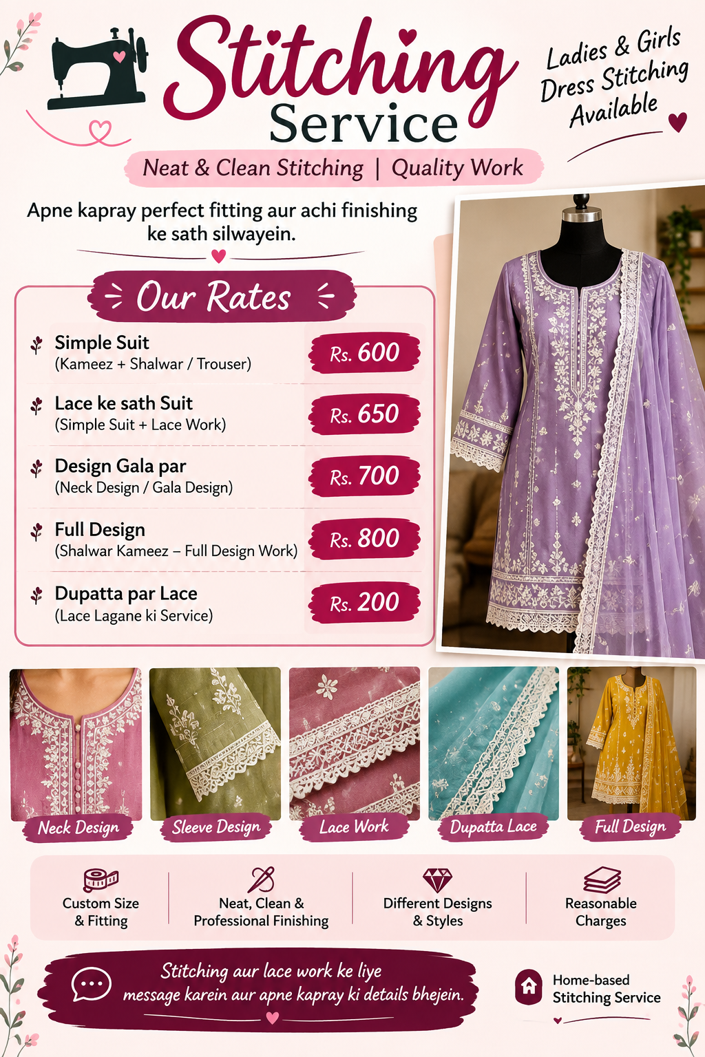 Ladies and girls suit stitching services available