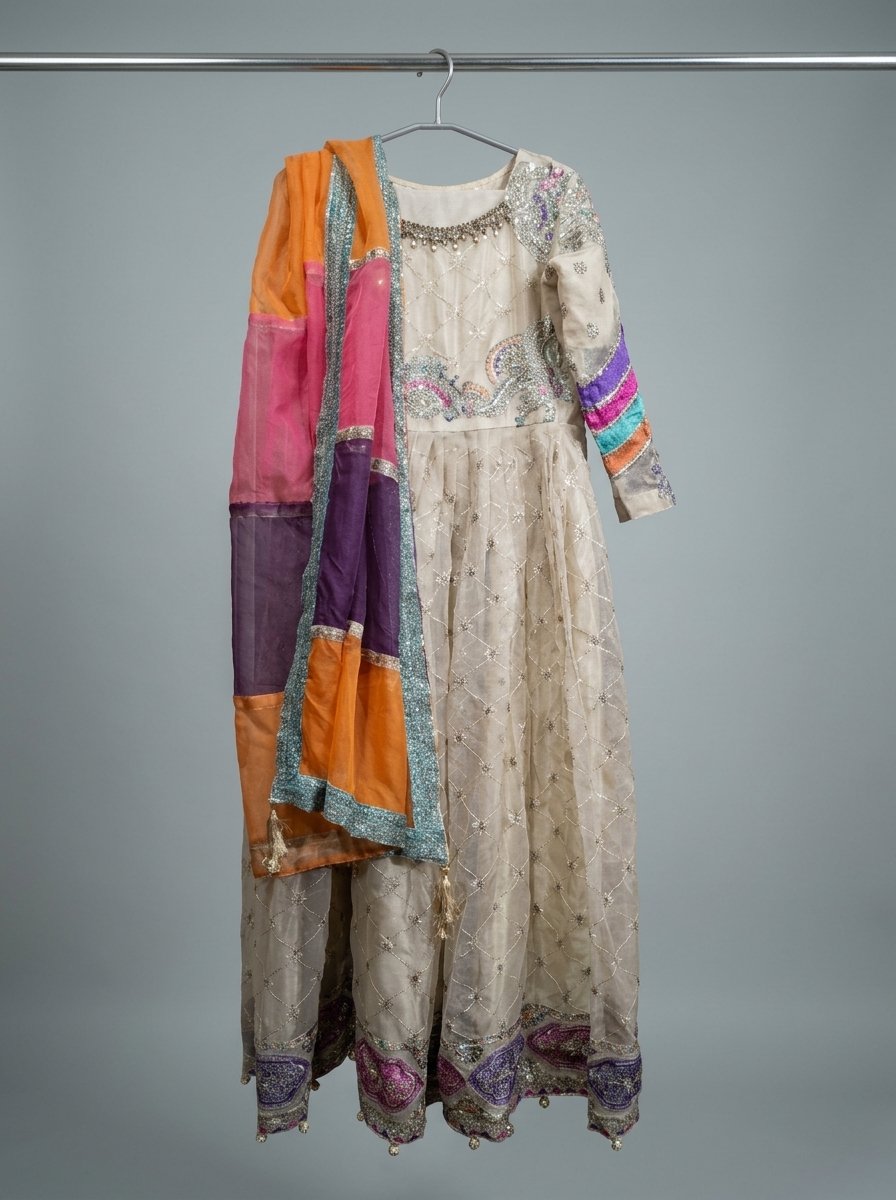 branded luxury organza maxi with jewellery set